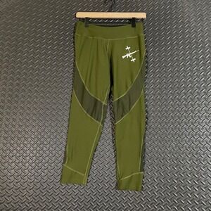 The Barbell Cartel Green Mesh Leggings Gym Workout Active Athletic Women's Large